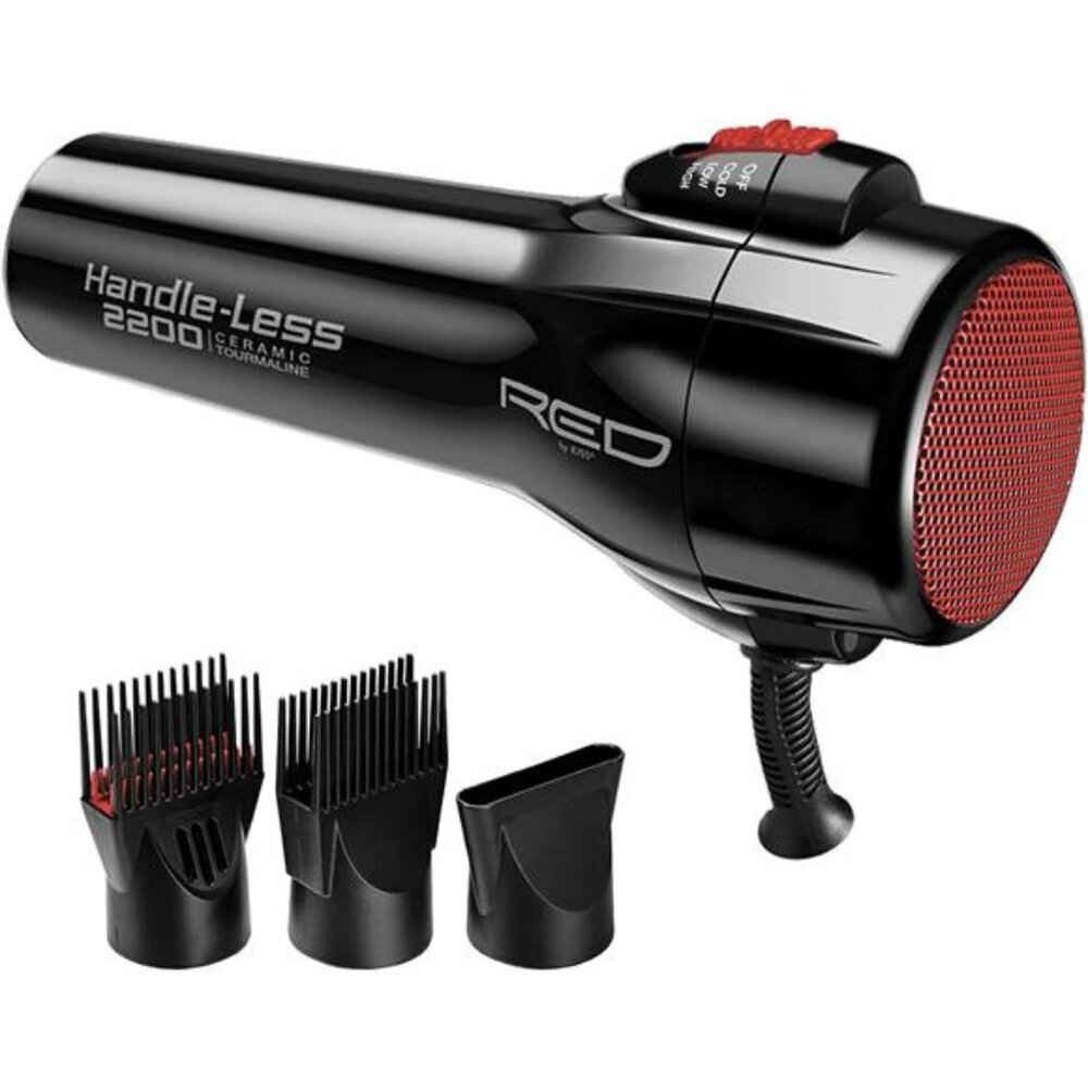 RED by Kiss Handle-Less 2200W Ceramic Tourmaline Hair Dryer, 3 Heat Settings,